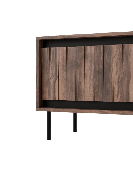 SWING RTV-1 Stolik 2-drzwiowy | Orzechowo-Czarny | Nogi Stalowe Czarne