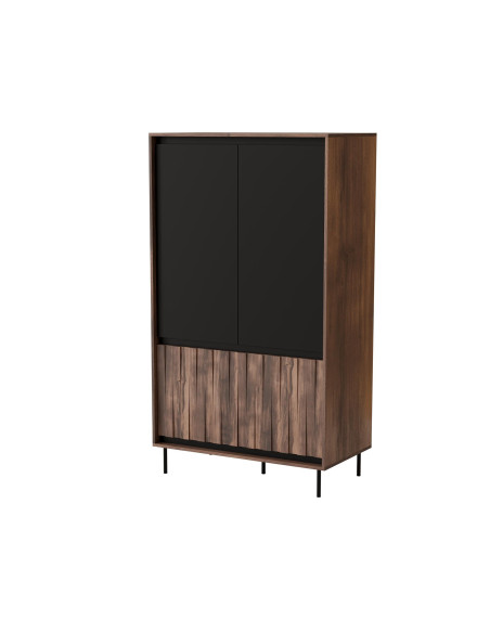 SWING S-1 Szafa 4-drzwiowa | Orzechowo-Czarna | Nogi Stalowe Czarne
