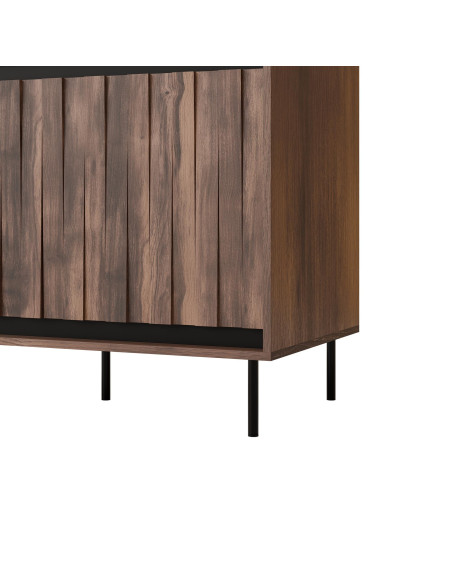 SWING S-1 Szafa 4-drzwiowa | Orzechowo-Czarna | Nogi Stalowe Czarne