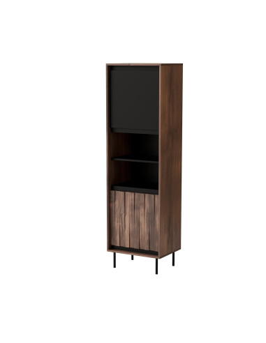 SWING W-1 Witryna 2-drzwiowa | Orzechowo-Czarna | Nogi Stalowe Czarne