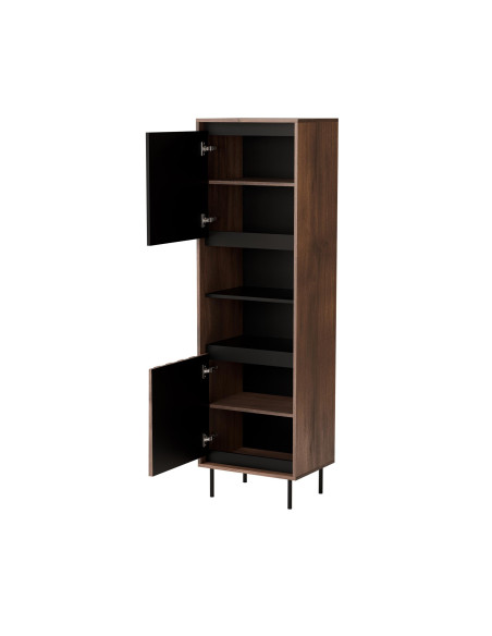 SWING W-1 Witryna 2-drzwiowa | Orzechowo-Czarna | Nogi Stalowe Czarne