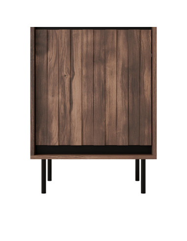 SWING W-1 Witryna 2-drzwiowa | Orzechowo-Czarna | Nogi Stalowe Czarne