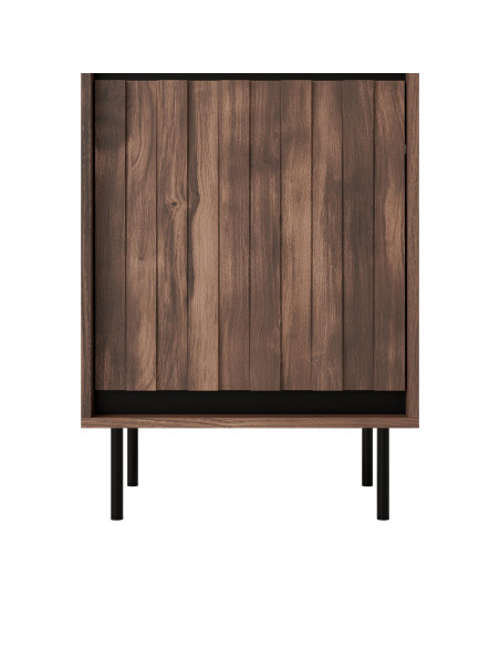 SWING W-1 Witryna 2-drzwiowa | Orzechowo-Czarna | Nogi Stalowe Czarne