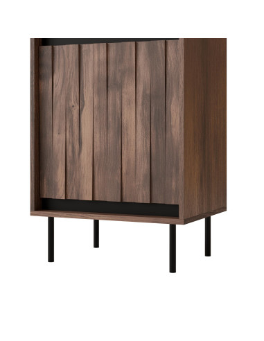 SWING W-1 Witryna 2-drzwiowa | Orzechowo-Czarna | Nogi Stalowe Czarne