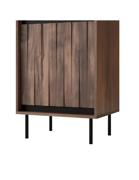 SWING W-1 Witryna 2-drzwiowa | Orzechowo-Czarna | Nogi Stalowe Czarne