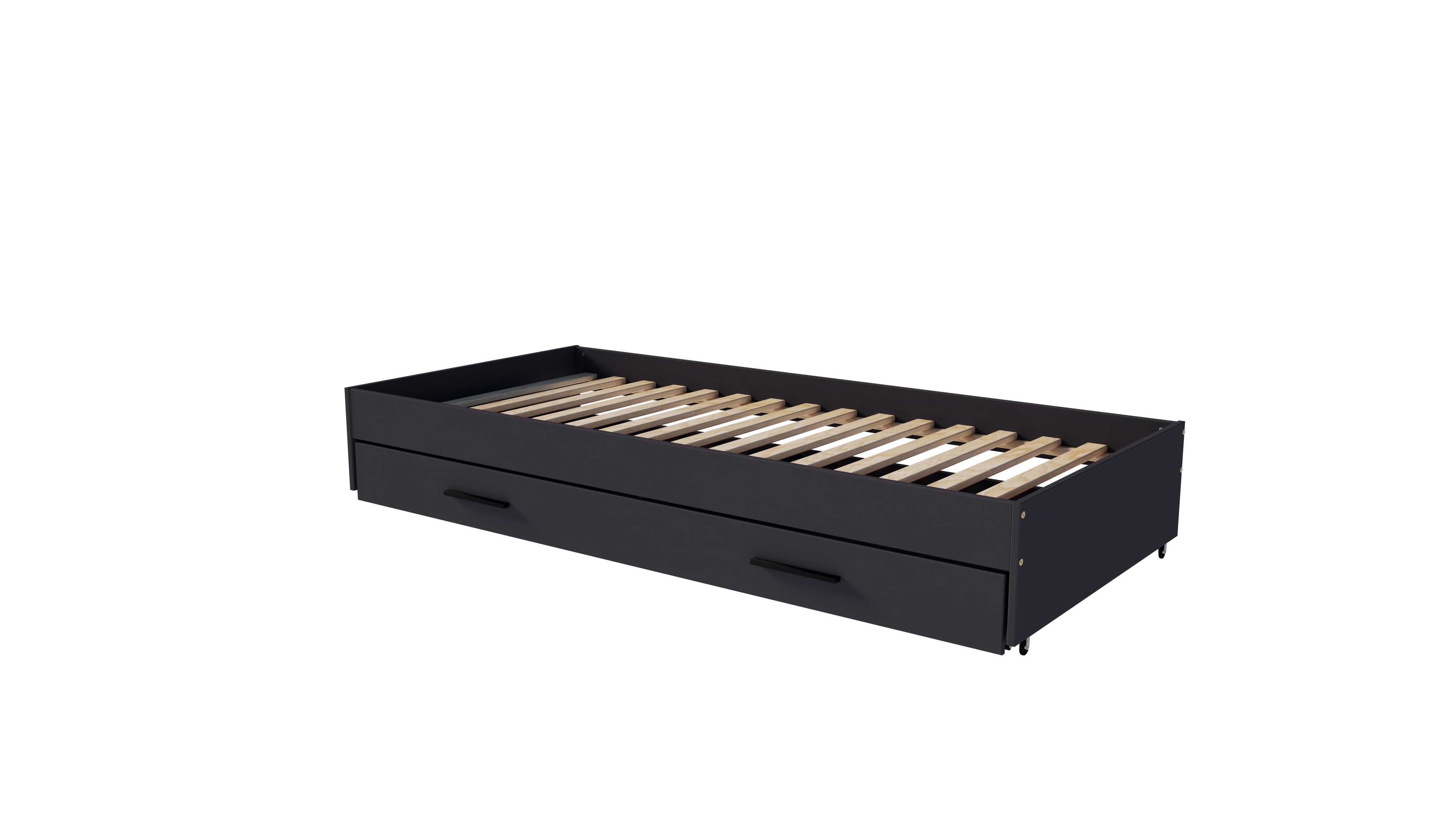 Dodatkowy moduł do spania VERSO F-1S antracyt z szufladą i kółkami – widok z przodu.