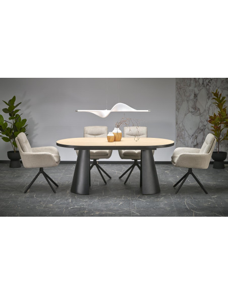 GIACOMO | Owalny Stół Rozkładany 180-240 cm Na Dwóch Kolumnowych Nogach