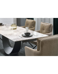 FERNANDO Stół Rozkładany 160-240cm Spiek Biały Marmur - Designerska Podstawa 2