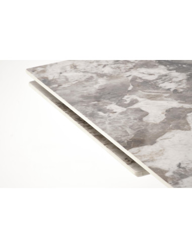 FERNANDO Stół Rozkładany 160-240cm Spiek Biały Marmur - Designerska Podstawa