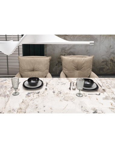 FERNANDO Stół Rozkładany 160-240cm Spiek Biały Marmur - Designerska Podstawa