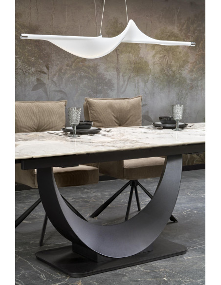 FERNANDO Stół Rozkładany 160-240cm Spiek Biały Marmur - Designerska Podstawa