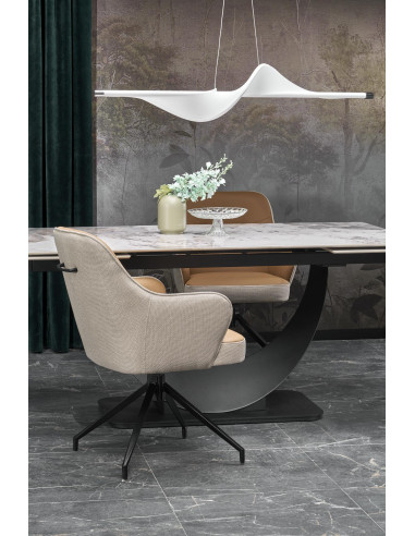 FERNANDO Stół Rozkładany 160-240cm Spiek Biały Marmur - Designerska Podstawa