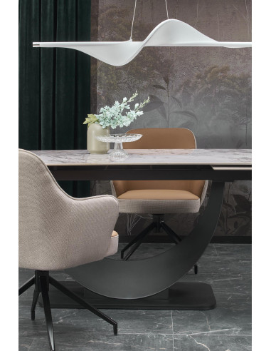 FERNANDO Stół Rozkładany 160-240cm Spiek Biały Marmur - Designerska Podstawa