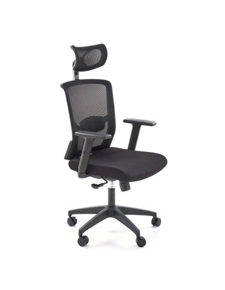 MASON Fotel Gabinetowy Czarny | Regulowane Podłokietniki i Zagłówek