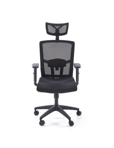 MASON Fotel Gabinetowy Czarny | Regulowane Podłokietniki i Zagłówek