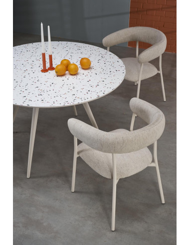 ARAMIS Stół Okrągły 120/76/68 cm | Blat Lastryko, Nogi Stalowe Białe