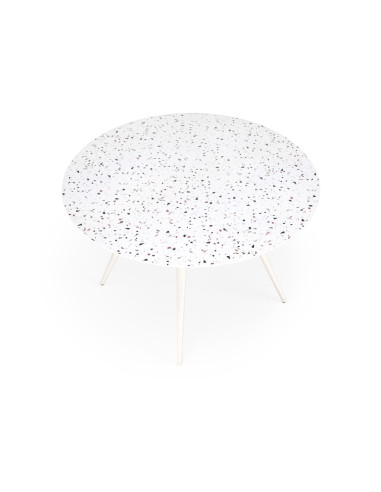 ARAMIS Stół Okrągły 120/76/68 cm | Blat Lastryko, Nogi Stalowe Białe