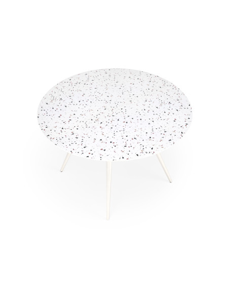 ARAMIS Stół Okrągły 120/76/68 cm | Blat Lastryko, Nogi Stalowe Białe