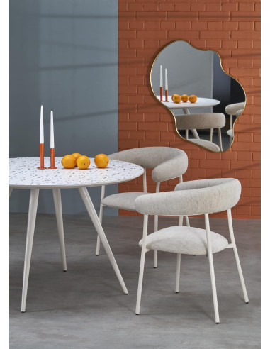 ARAMIS Stół Okrągły 120/76/68 cm | Blat Lastryko, Nogi Stalowe Białe