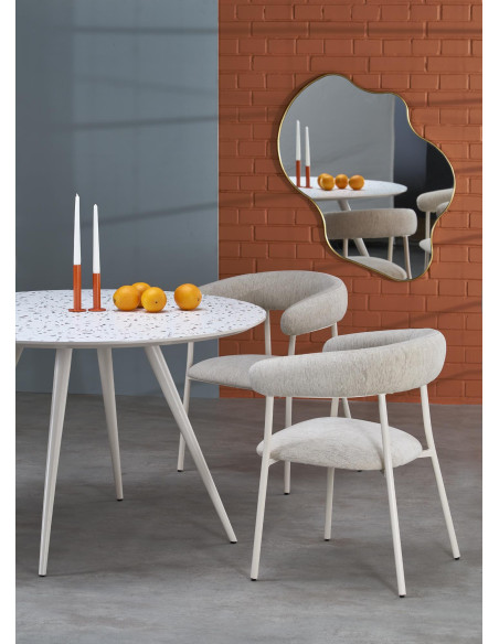 ARAMIS Stół Okrągły 120/76/68 cm | Blat Lastryko, Nogi Stalowe Białe