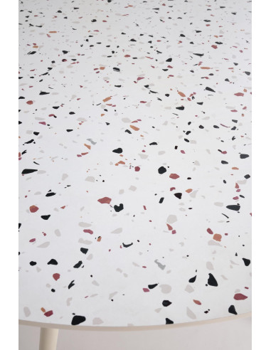 ARAMIS Stół Okrągły 120/76/68 cm | Blat Lastryko, Nogi Stalowe Białe