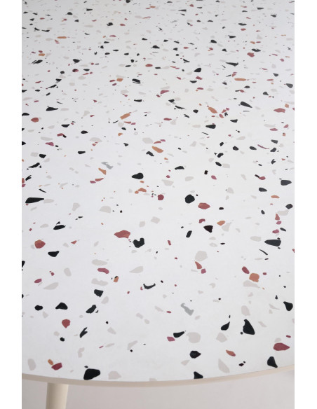 ARAMIS Stół Okrągły 120/76/68 cm | Blat Lastryko, Nogi Stalowe Białe