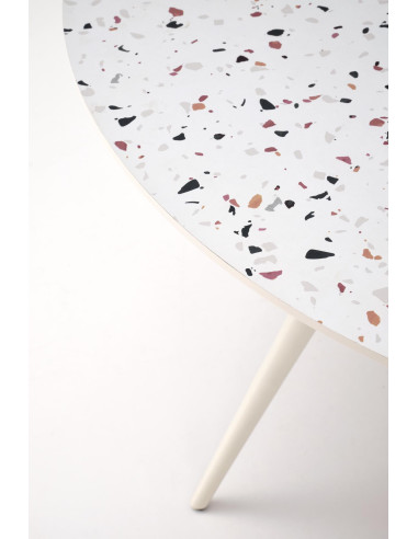 ARAMIS Stół Okrągły 120/76/68 cm | Blat Lastryko, Nogi Stalowe Białe