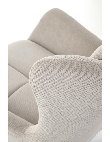 BYRON Fotel Wypoczynkowy USZAK Beżowy | Pikowany, Nogi Stalowe Czarne