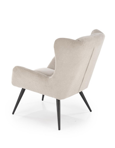 BYRON Fotel Wypoczynkowy USZAK Beżowy | Pikowany, Nogi Stalowe Czarne