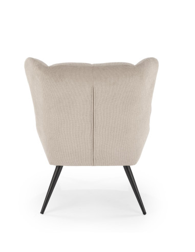 BYRON Fotel Wypoczynkowy USZAK Beżowy | Pikowany, Nogi Stalowe Czarne