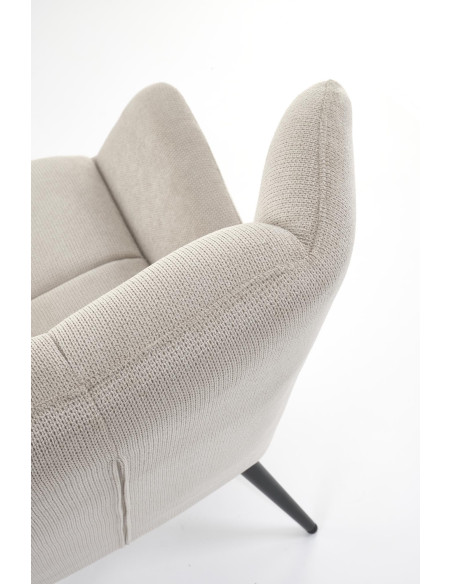 BYRON Fotel Wypoczynkowy USZAK Beżowy | Pikowany, Nogi Stalowe Czarne