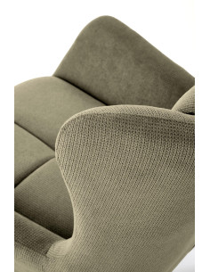 BYRON Fotel Wypoczynkowy USZAK Oliwkowy | Pikowany, Nogi Stalowe Czarne 2