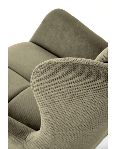 BYRON Fotel Wypoczynkowy USZAK Oliwkowy | Pikowany, Nogi Stalowe Czarne