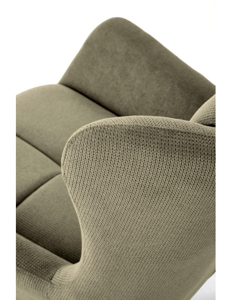 BYRON Fotel Wypoczynkowy USZAK Oliwkowy | Pikowany, Nogi Stalowe Czarne