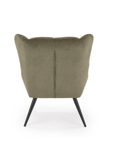 BYRON Fotel Wypoczynkowy USZAK Oliwkowy | Pikowany, Nogi Stalowe Czarne