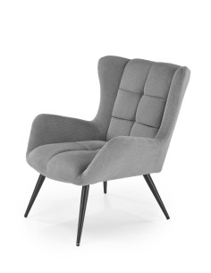 BYRON Fotel Wypoczynkowy USZAK Popielaty | Pikowany, Nogi Stalowe Czarne