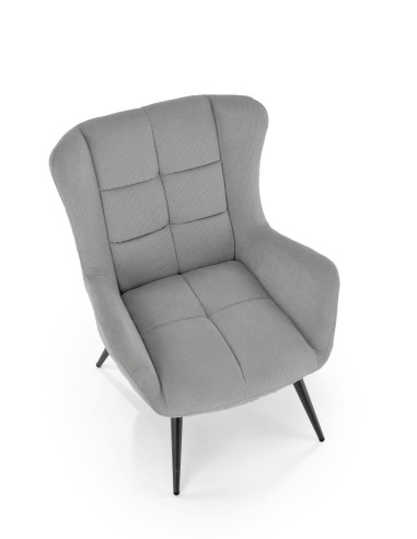 BYRON Fotel Wypoczynkowy USZAK Popielaty | Pikowany, Nogi Stalowe Czarne