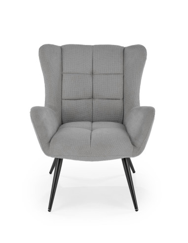 BYRON Fotel Wypoczynkowy USZAK Popielaty | Pikowany, Nogi Stalowe Czarne