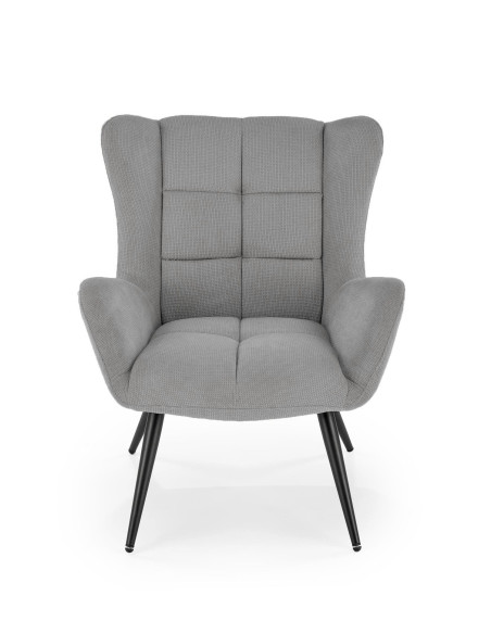 BYRON Fotel Wypoczynkowy USZAK Popielaty | Pikowany, Nogi Stalowe Czarne