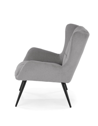 BYRON Fotel Wypoczynkowy USZAK Popielaty | Pikowany, Nogi Stalowe Czarne