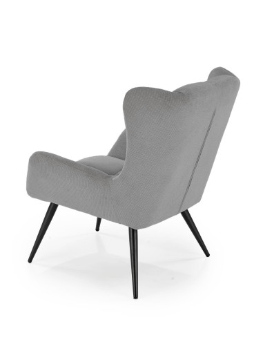BYRON Fotel Wypoczynkowy USZAK Popielaty | Pikowany, Nogi Stalowe Czarne