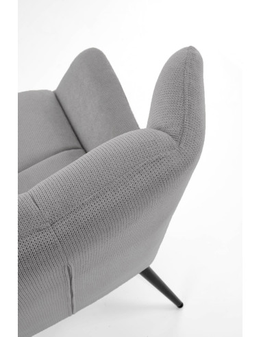 BYRON Fotel Wypoczynkowy USZAK Popielaty | Pikowany, Nogi Stalowe Czarne