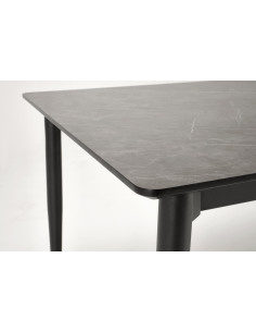 CHARLES Stół Rozkładany 180-260 cm MDF Popielaty Marmur Nogi Stalowe Czarne 2