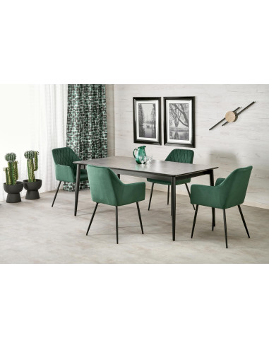 CHARLES Stół Rozkładany 180-260 cm MDF Popielaty Marmur Nogi Stalowe Czarne