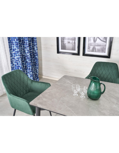 CHARLES Stół Rozkładany 180-260 cm MDF Popielaty Marmur Nogi Stalowe Czarne