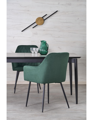 CHARLES Stół Rozkładany 180-260 cm MDF Popielaty Marmur Nogi Stalowe Czarne