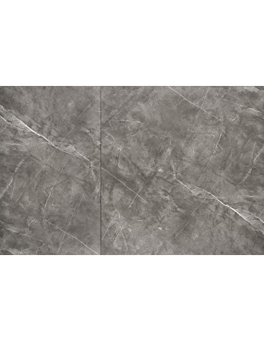 CHARLES Stół Rozkładany 180-260 cm MDF Popielaty Marmur Nogi Stalowe Czarne