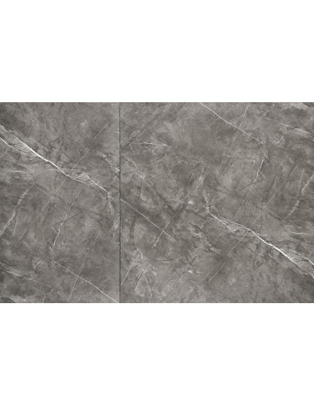 CHARLES Stół Rozkładany 180-260 cm MDF Popielaty Marmur Nogi Stalowe Czarne