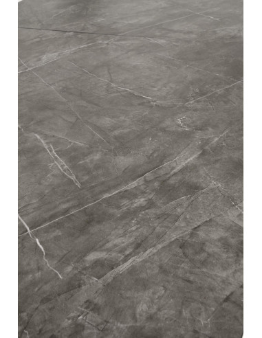 CHARLES Stół Rozkładany 180-260 cm MDF Popielaty Marmur Nogi Stalowe Czarne