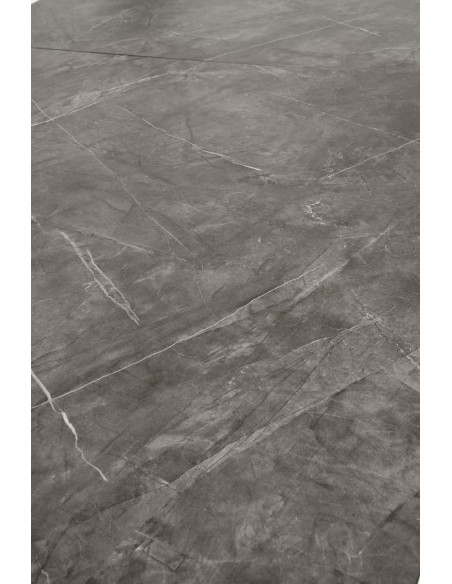 CHARLES Stół Rozkładany 180-260 cm MDF Popielaty Marmur Nogi Stalowe Czarne